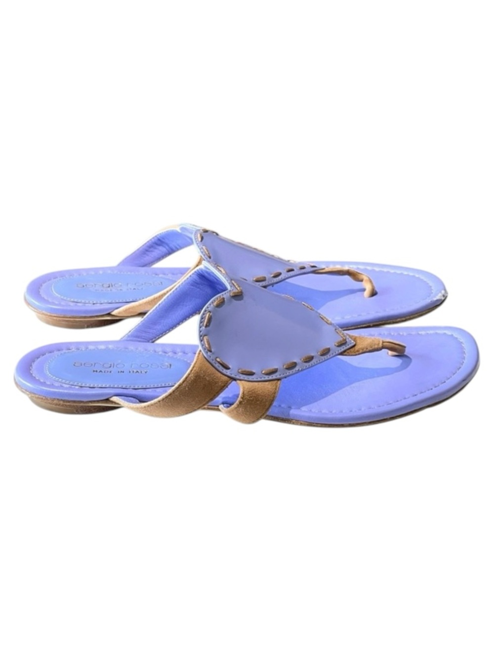 Sergio Rossi ❤︎︎ Heart Shaped Thong Leather Sandals ❤︎︎ Cornflower Blue ❤︎︎ 36 - Picture 3 of 16